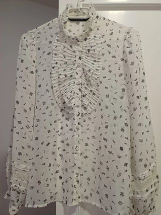 Vestido Zara Blanco Estampado Negro Talla M