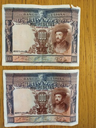 Lote 3 billetes 1000 pesetas