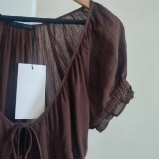 Vestido largo viral Zara marrón