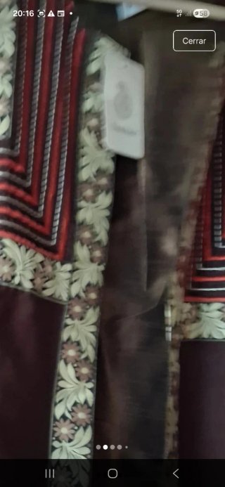 Chaqueta bordada marrón y multicolor