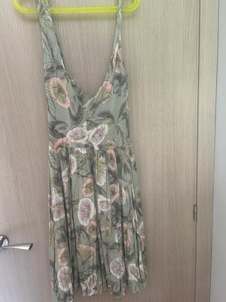 Vestido Verano Mango Verde y Rosa