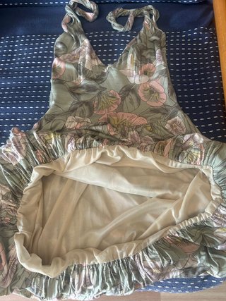 Vestido Verano Mango Verde y Rosa