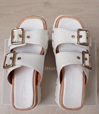 Sandalias Plataforma Tamaris Blanco Piel Talla 36