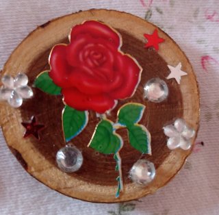 2 Calamite con Fiore e Animale su Legno