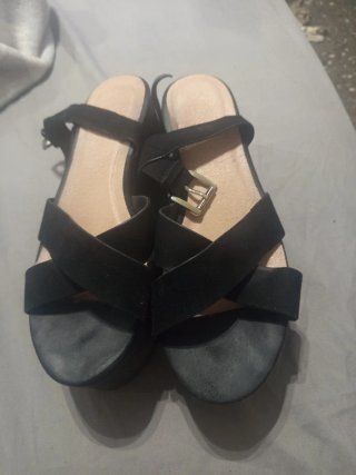 Sandalias negras tacón plataforma talla 38