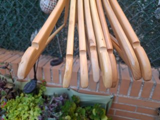 Lote 11 perchas de madera