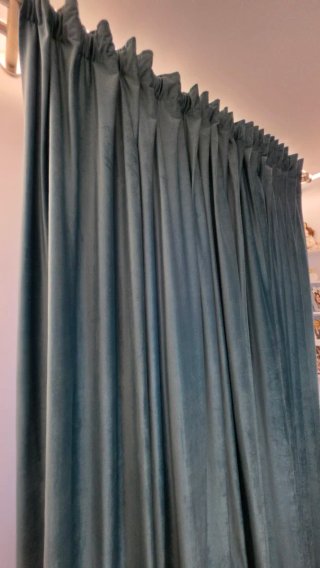 2 Cortinas Terciopelo Opacas Aguamarina