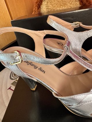 Sandalias StefanySen Piel Plateadas Talla 38