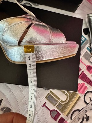 Sandalias StefanySen Piel Plateadas Talla 38