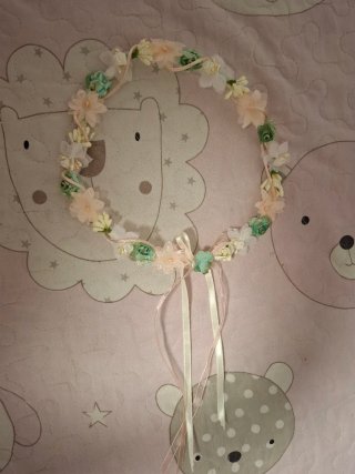 Vestido niña con fajín Talla 12 + Tocado