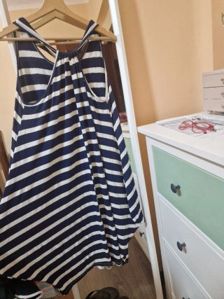 Vestido elástico rayas azul y blanco