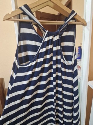 Vestido elástico rayas azul y blanco