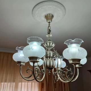 Lámpara de techo plata y cristal
