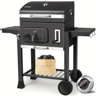 parrilla de carbón para exteriores, carrito con ru