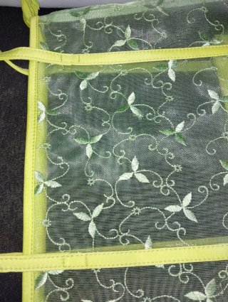Borsa shopper verde lime con ricami trasparente