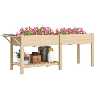 Jardín Elevado con Mesa Lateral y Estante Porta