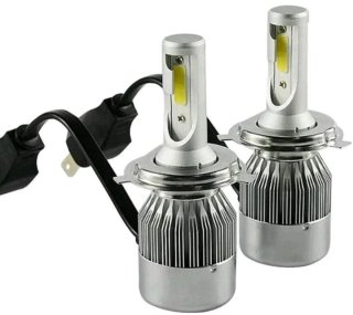2 LAMPADINE LED C6 H4 FARI AUTO MOTO LUCE BIANCA