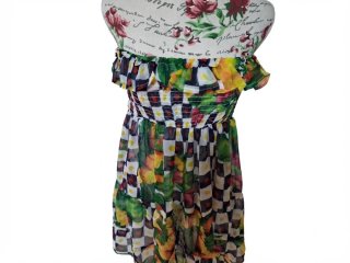 Abito fantasia quadri e fiori taglia unica