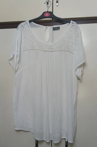 Blusa blanca larga talla 44