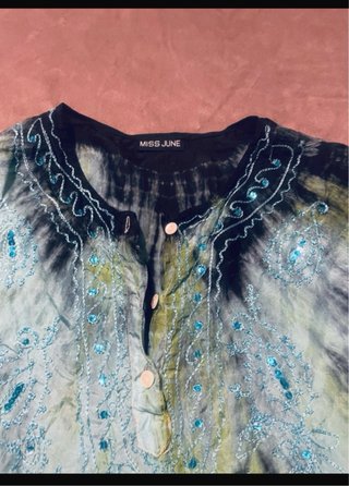 Blusa MISS JUNE seda tie-dye