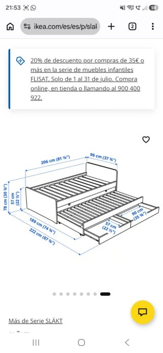 Cama nido con cajón inferior