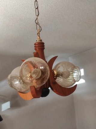 Lámpara de techo madera y cristal
