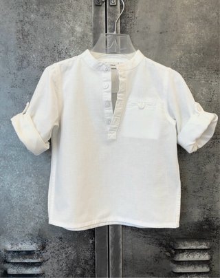 Camicia bianca bimbo maniche corte coreana lino