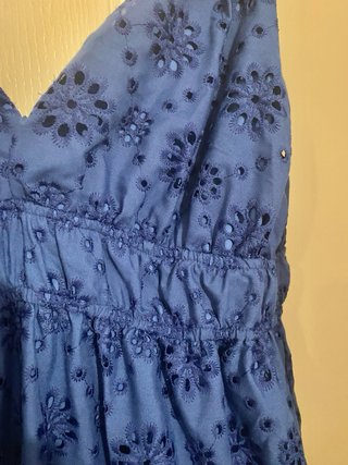 Vestido azul tirantes calado bordado T. L