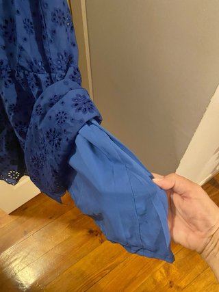 Vestido azul tirantes calado bordado T. L