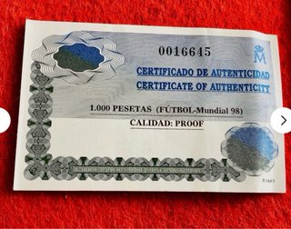 Moneda 1000 Pesetas Mundial 98 Proof