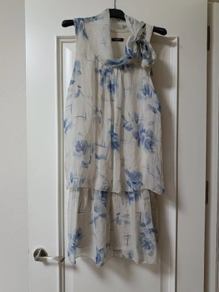 Vestido Verano Flores Azul Blanco