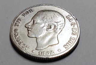 Moneda Plata 2 Pesetas 1882 Alfonso XII