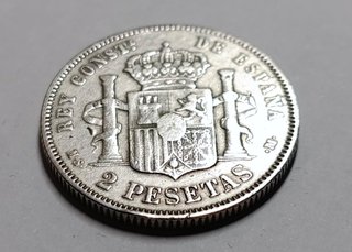 Moneda Plata 2 Pesetas 1882 Alfonso XII