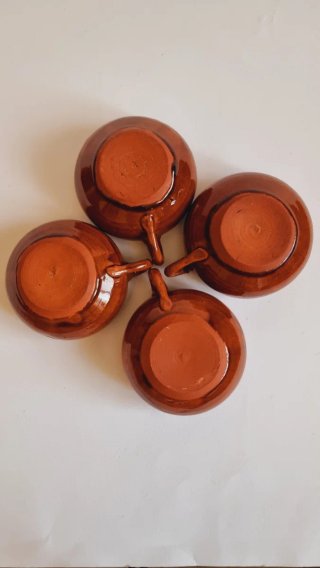 Set de 4 cazuelitas de barro vintage
