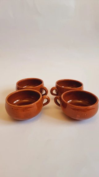 Set de 4 cazuelitas de barro vintage
