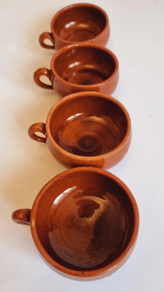 Set de 4 cazuelitas de barro vintage