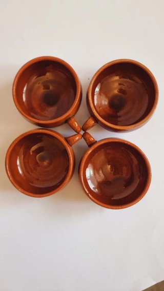 Set de 4 cazuelitas de barro vintage