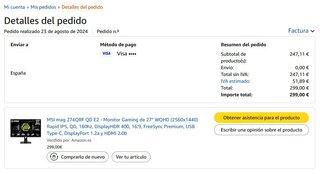 MSI MAG 274QRF QD E2 - 27" 1440p 180Hz Como nuevo
