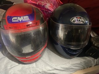2 Cascos Moto Rojo y Azul