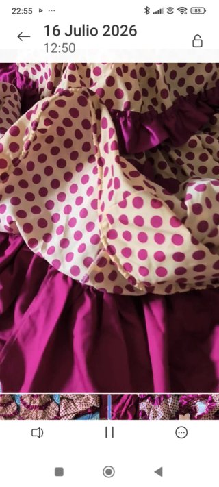 Vestido Flamenca Lunares Morado y Amarillo