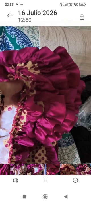Vestido Flamenca Lunares Morado y Amarillo