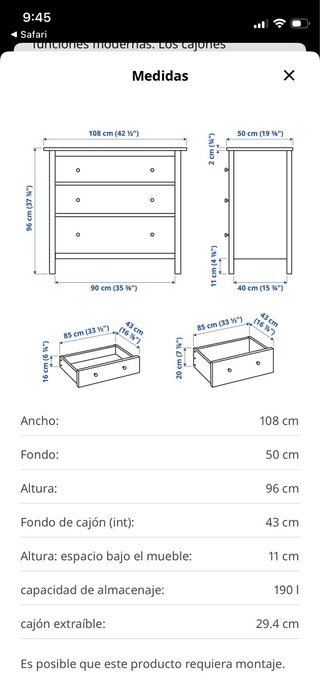 Cajonera Ikea Blanca Hemnes