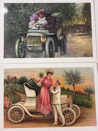 Lote 4 Postales Coches Antiguos Belle Époque