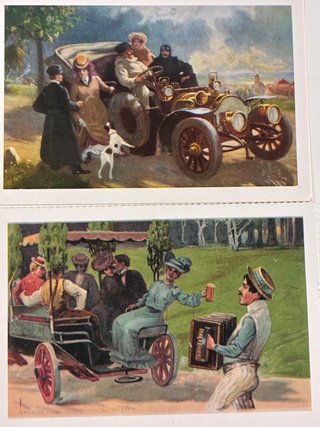 Lote 4 Postales Coches Antiguos Belle Époque