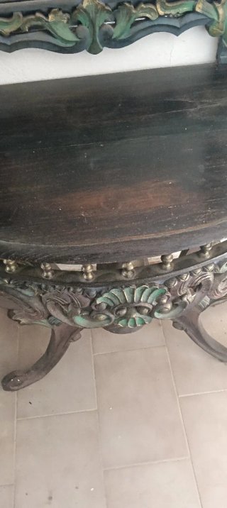 Consola vintage madera policromada espejo
