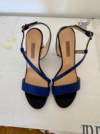 Sandali tacco Albano blu e argento