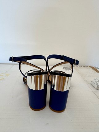 Sandali tacco Albano blu e argento