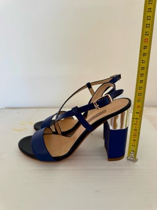 Sandali tacco Albano blu e argento