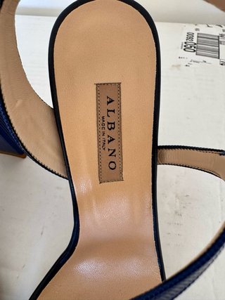 Sandali tacco Albano blu e argento