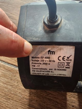 Calentador FM EP 4000 para pared terrazas etc